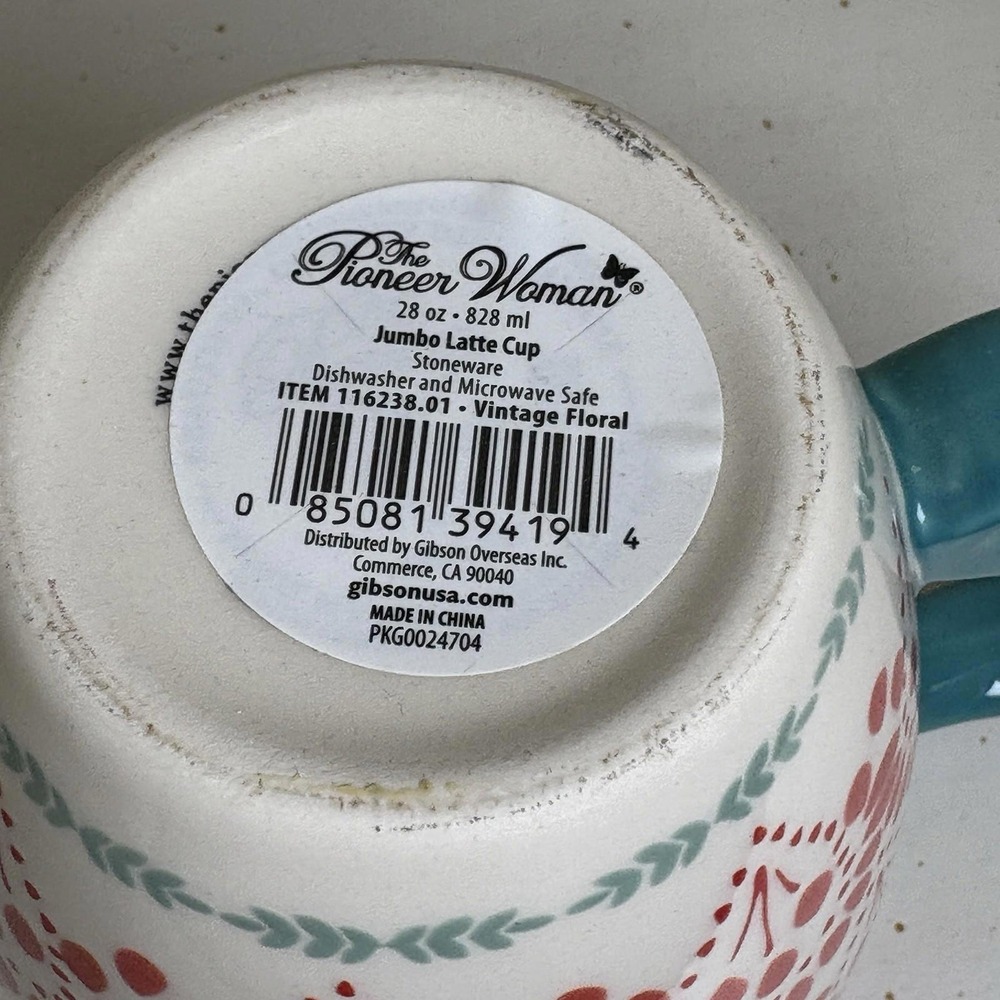 The Pioneer Women Vintage Floral 26 Oz Mug Stoneware Latte Cup‎ - Picture 7 of 12